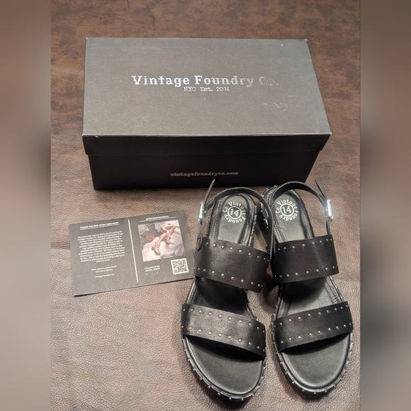 Vintage Foundry Co Linda Leather Studded Slingback Sandal Size 10 NIB - Picture 4 of 9